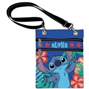 Disney Stitch Aloha Kids Passport Holder Crossbody Bag Blue